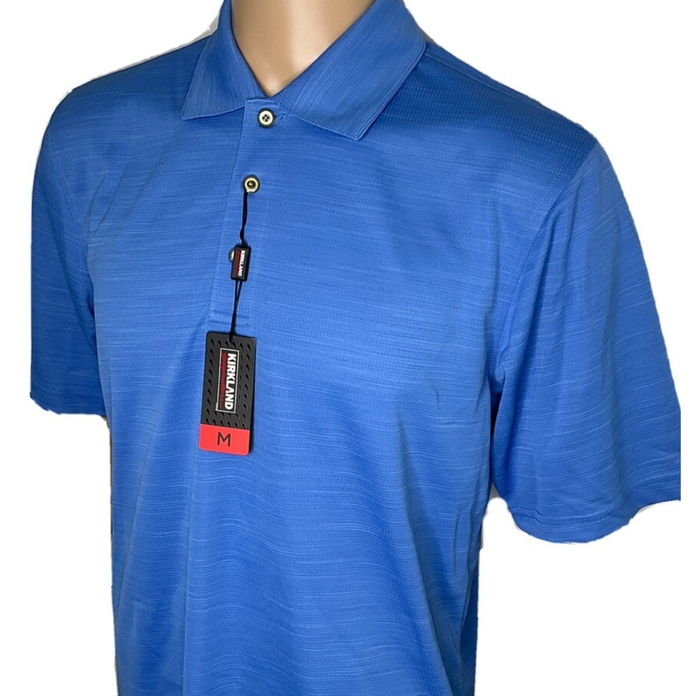 Kirkland Signature Performance Golf Polo Shirt Mens M Blue Short Sleeve Top NWT‎